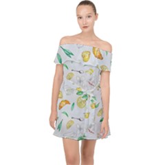 Tea Drinking Welding Tea Bag Off Shoulder Chiffon Dress