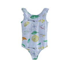 Tea Drinking Welding Tea Bag Kids  Frill Swimsuit