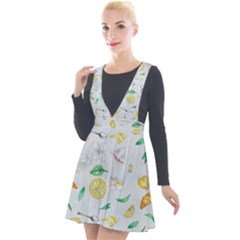 Tea Drinking Welding Tea Bag Plunge Pinafore Velour Dress