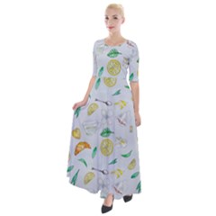 Tea Drinking Welding Tea Bag Half Sleeves Maxi Dress