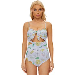 Tea Drinking Welding Tea Bag Knot Front One-Piece Swimsuit