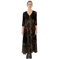 Circuit-board Button Up Boho Maxi Dress by nateshop