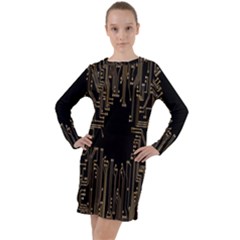 Circuit-board Long Sleeve Hoodie Dress by nateshop