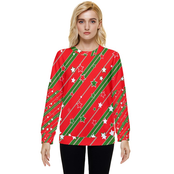 Xmash Christmas Stars Red Background Star Hidden Pocket Sweatshirt