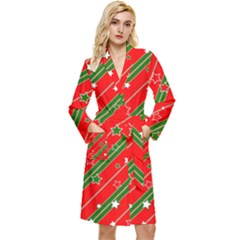 Xmash Christmas Stars Red Background Star Long Sleeve Velour Robe by Wegoenart