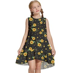 Nature Pattern Texture Flower Wing Kids  Frill Swing Dress by Wegoenart