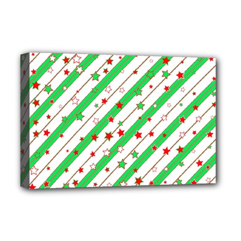 Christmas Xmas Green Stars Background Star Deluxe Canvas 18  X 12  (stretched) by Wegoenart