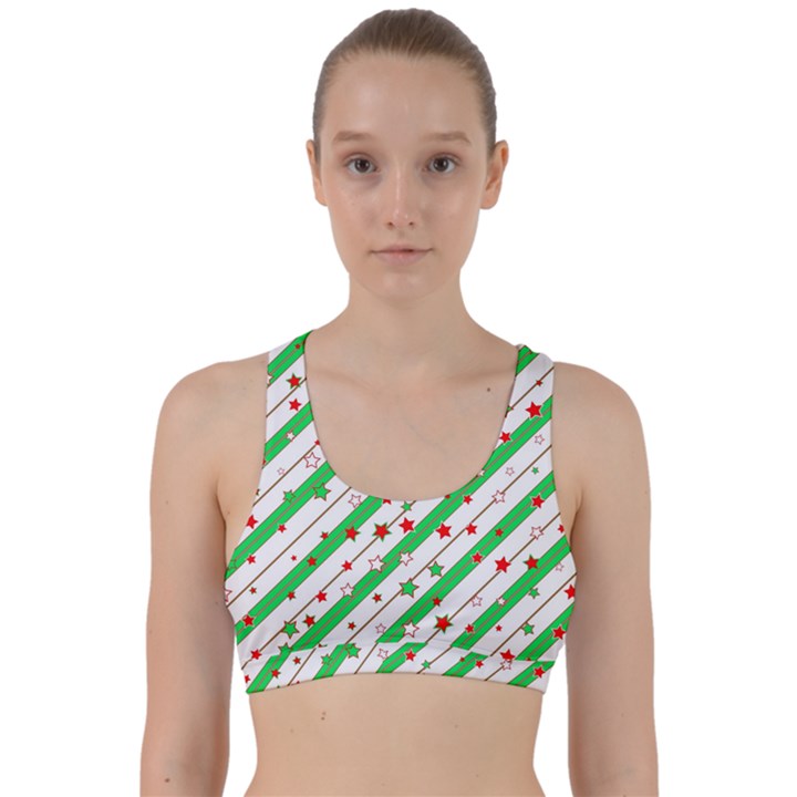 Christmas Xmas Green Stars Background Star Back Weave Sports Bra