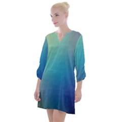 Color Open Neck Shift Dress by nateshop