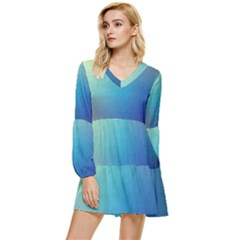 Color Tiered Long Sleeve Mini Dress by nateshop