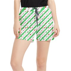 Christmas Xmas Green Stars Background Star Women s Runner Shorts by Wegoenart