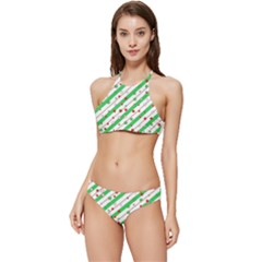 Christmas Xmas Green Stars Background Star Banded Triangle Bikini Set