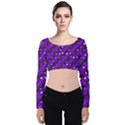 Xmas Christmas Stars Background Star Velvet Long Sleeve Crop Top View1