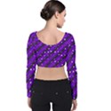 Xmas Christmas Stars Background Star Velvet Long Sleeve Crop Top View2