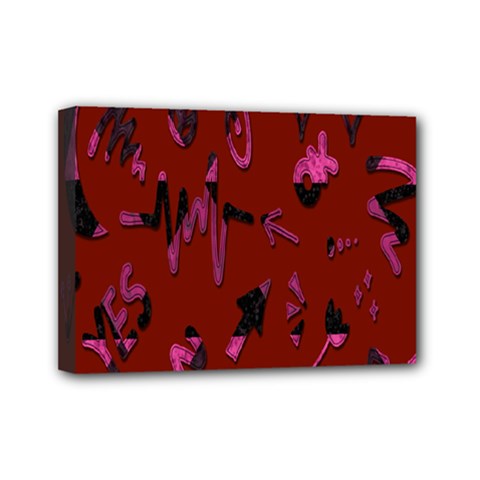 Doodles Maroon Mini Canvas 7  X 5  (stretched) by nateshop