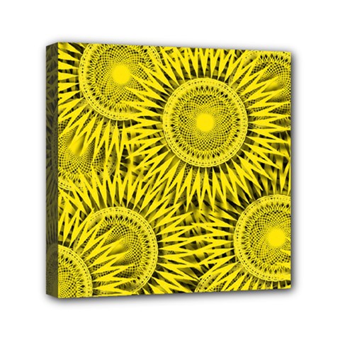 Yellow Abstract Sun Pattern Background Mini Canvas 6  X 6  (stretched) by Wegoenart