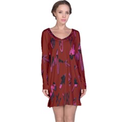 Doodles Maroon Long Sleeve Nightdress by nateshop