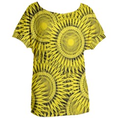 Yellow Abstract Sun Pattern Background Women s Oversized Tee by Wegoenart