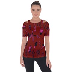 Doodles Maroon Shoulder Cut Out Short Sleeve Top by nateshop