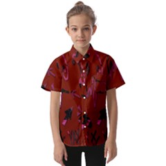 Doodles Maroon Kids  Short Sleeve Shirt by nateshop