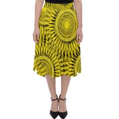 Yellow Abstract Sun Pattern Background Classic Midi Skirt by Wegoenart