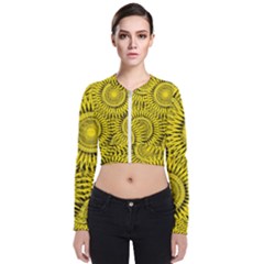 Yellow Abstract Sun Pattern Background Long Sleeve Zip Up Bomber Jacket by Wegoenart