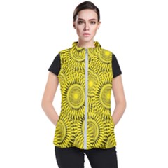 Yellow Abstract Sun Pattern Background Women s Puffer Vest by Wegoenart