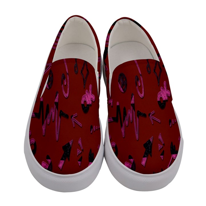 Doodles Maroon Women s Canvas Slip Ons