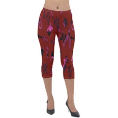 Doodles Maroon Lightweight Velour Capri Leggings  by nateshop