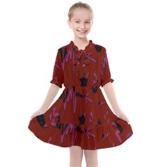 Doodles Maroon Kids  All Frills Chiffon Dress by nateshop