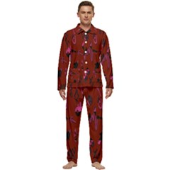 Doodles Maroon Men s Long Sleeve Velvet Pocket Pajamas Set by nateshop