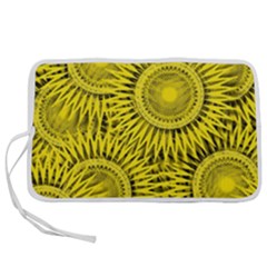 Yellow Abstract Sun Pattern Background Pen Storage Case (s) by Wegoenart