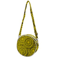 Yellow Abstract Sun Pattern Background Crossbody Circle Bag by Wegoenart