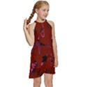 Doodles Maroon Kids  Halter Collar Waist Tie Chiffon Dress View3