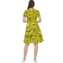 Yellow Abstract Sun Pattern Background Short Sleeve Waist Detail Dress View2