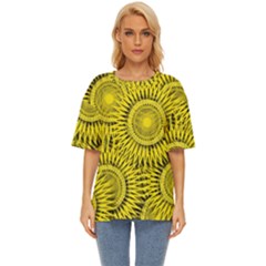 Yellow Abstract Sun Pattern Background Oversized Basic Tee by Wegoenart