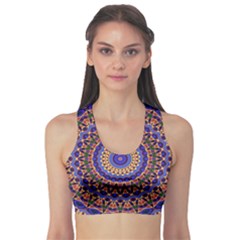 Mandala Kaleidoscope Background Sports Bra by Wegoenart