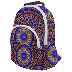 Mandala Kaleidoscope Background Rounded Multi Pocket Backpack by Wegoenart