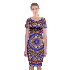 Mandala Kaleidoscope Background Classic Short Sleeve Midi Dress by Wegoenart