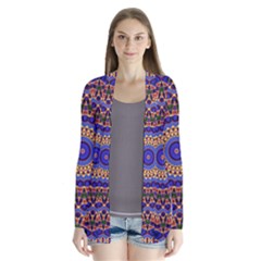 Mandala Kaleidoscope Background Drape Collar Cardigan by Wegoenart