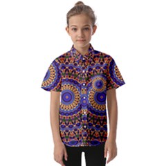 Mandala Kaleidoscope Background Kids  Short Sleeve Shirt by Wegoenart