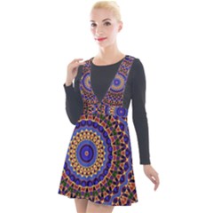 Mandala Kaleidoscope Background Plunge Pinafore Velour Dress by Wegoenart