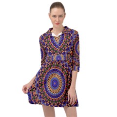 Mandala Kaleidoscope Background Mini Skater Shirt Dress by Wegoenart