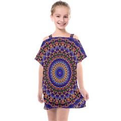 Mandala Kaleidoscope Background Kids  One Piece Chiffon Dress by Wegoenart