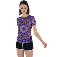 Mandala Kaleidoscope Background Back Circle Cutout Sports Tee by Wegoenart