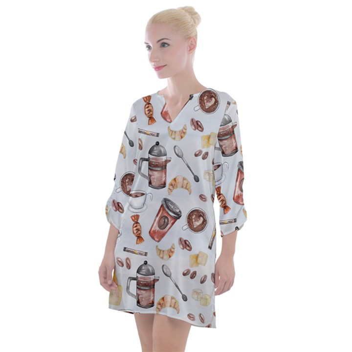 Coffee Coffeemania Caffeine Open Neck Shift Dress