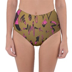 Doodles,gold Reversible High-waist Bikini Bottoms by nateshop