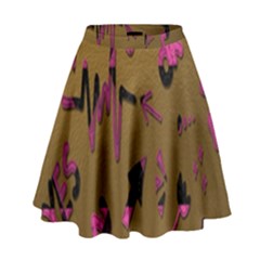 Doodles,gold High Waist Skirt by nateshop