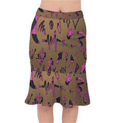 Doodles,gold Short Mermaid Skirt by nateshop