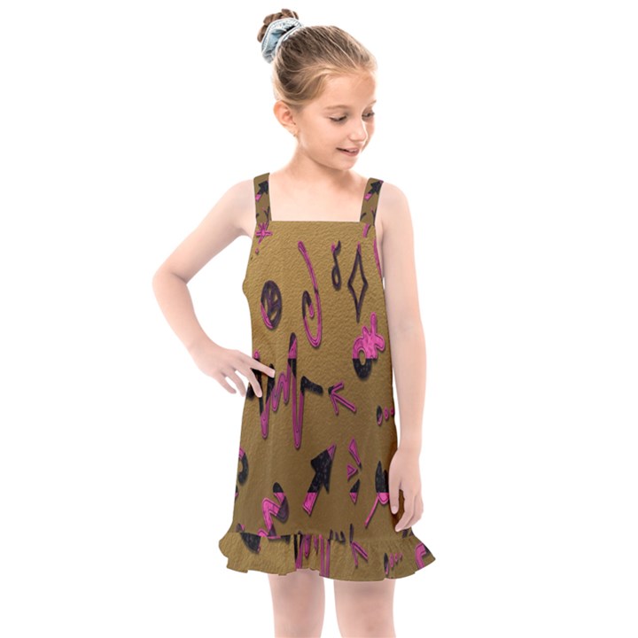 Doodles,gold Kids  Overall Dress